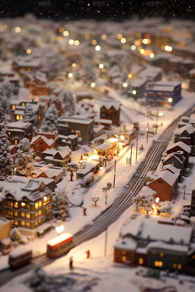 城市雪景建筑城市街道原画