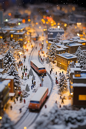 城市雪景安静静谧原画