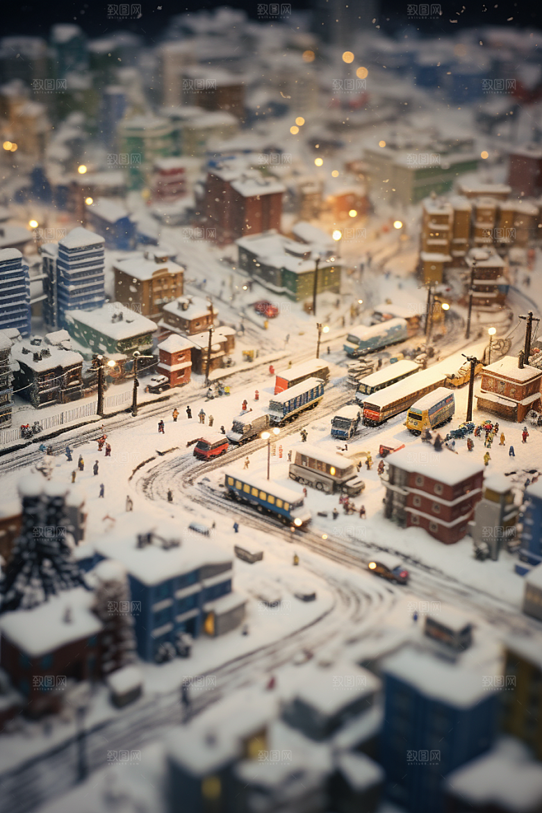 城市雪景安静雪夜原画