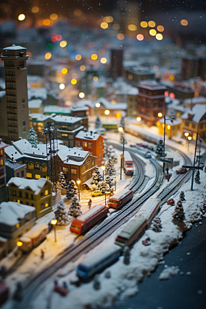 城市雪景城市街道高清原画