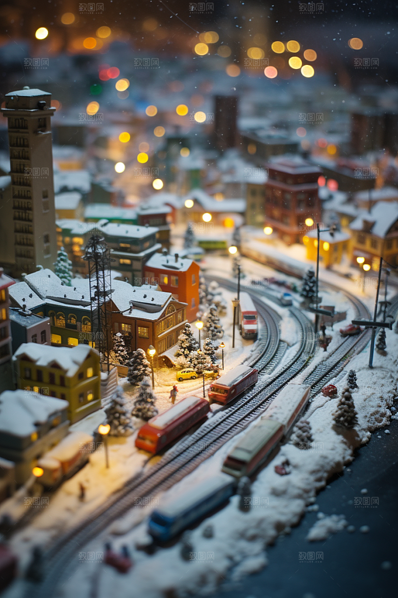 城市雪景城市街道高清原画