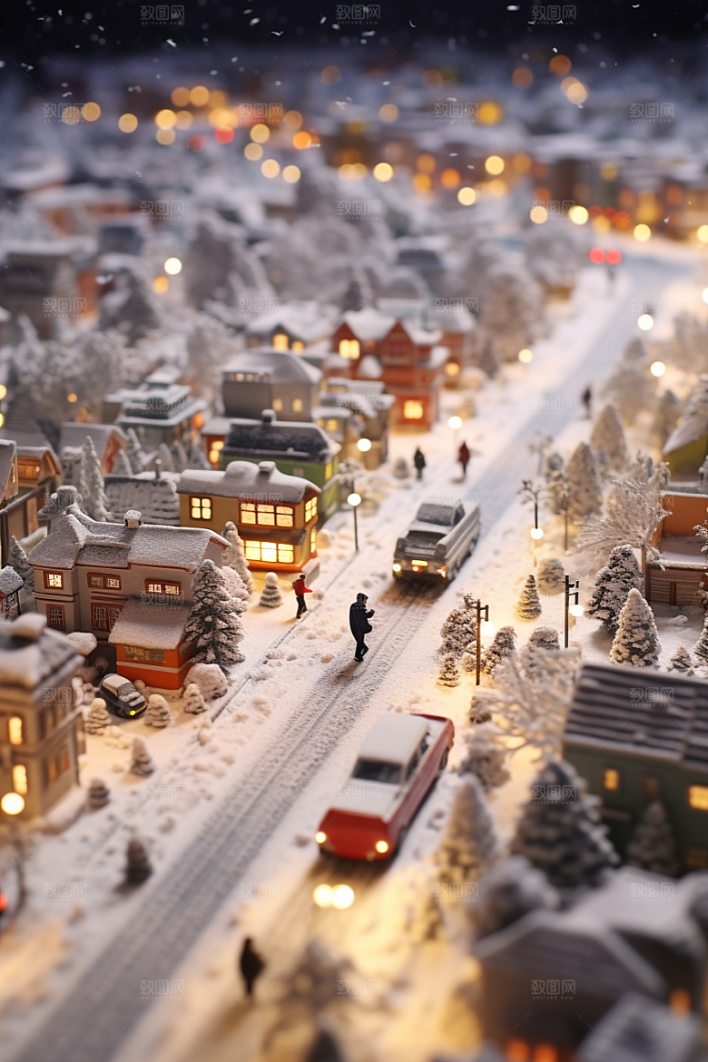 城市雪景高清城市街道原画