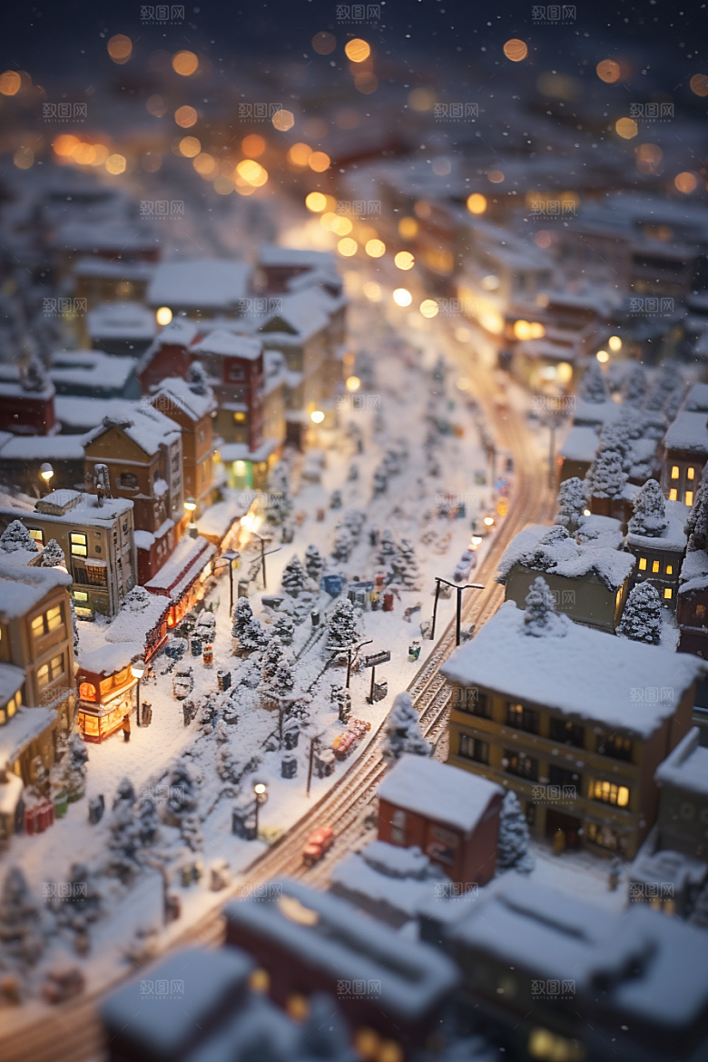 城市雪景城市街道下雪的都市原画
