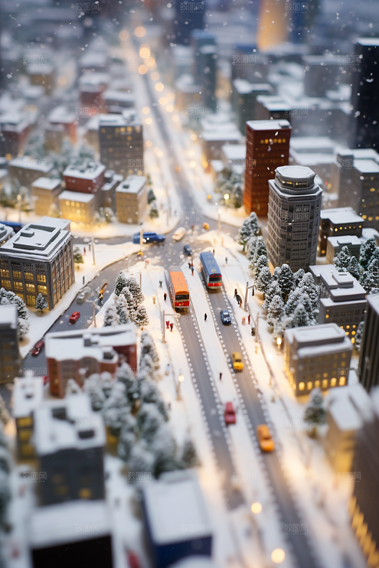 城市雪景高清静谧原画