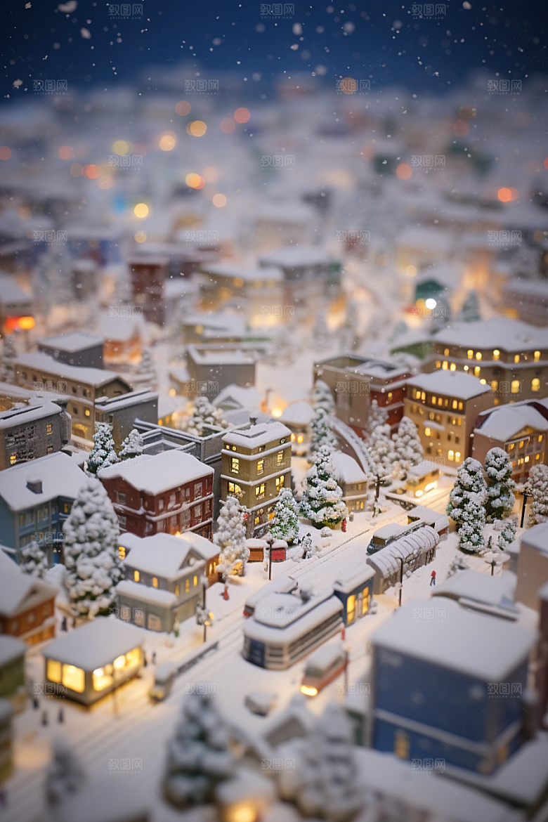 城市雪景城市街道安静原画