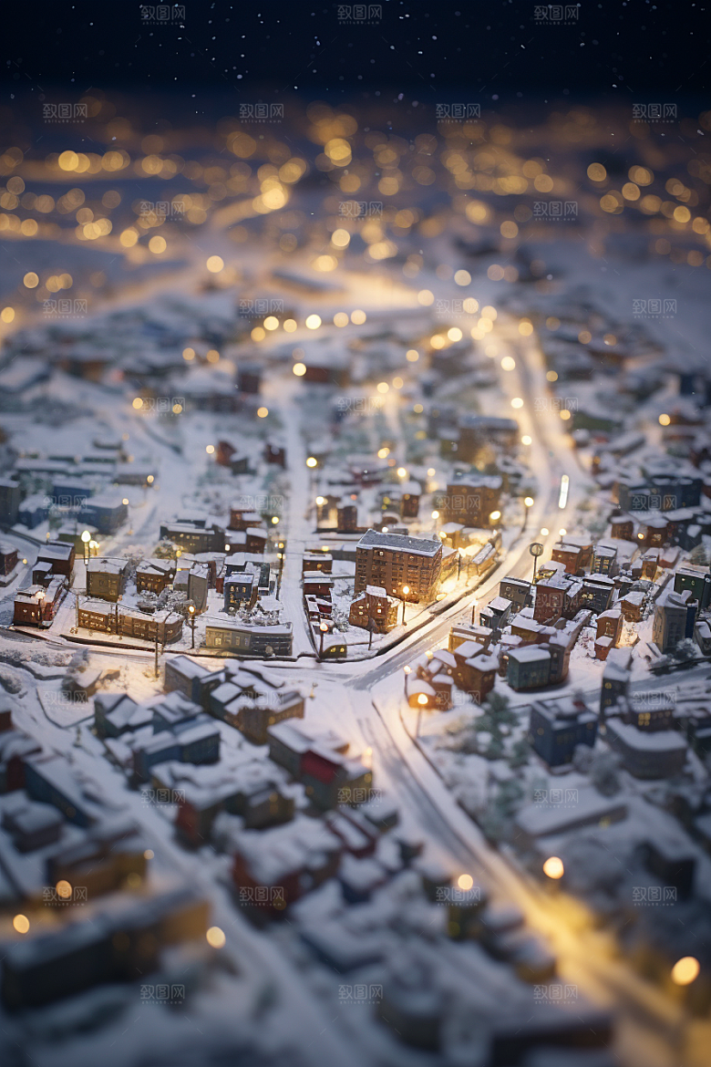 城市雪景建筑高清原画
