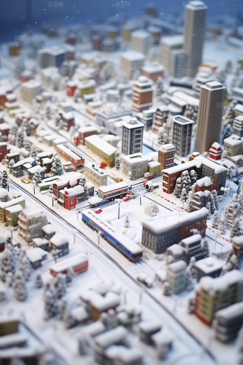 城市雪景安静城市街道原画