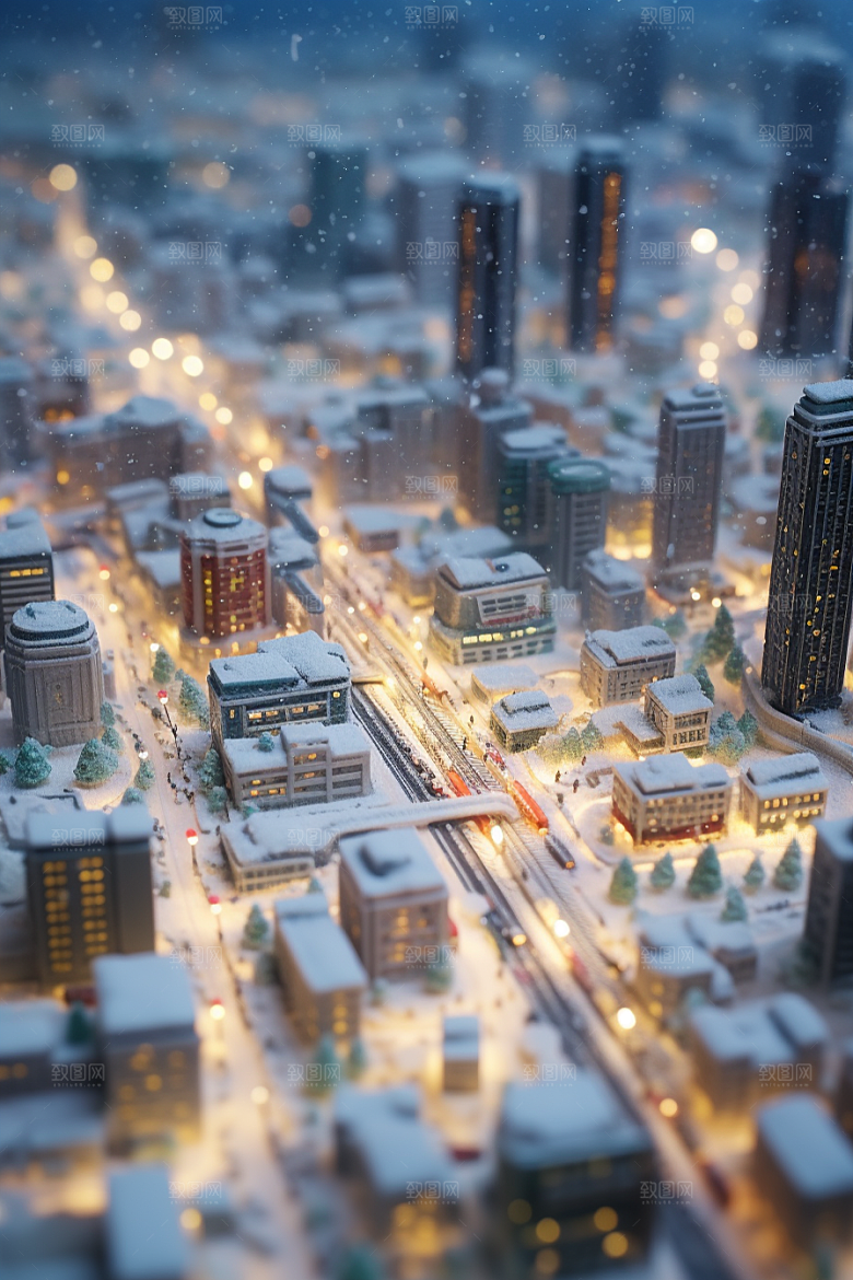 城市雪景下雪的都市安静原画