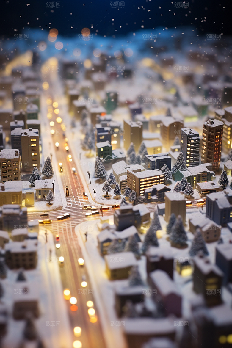 城市雪景静谧高清原画