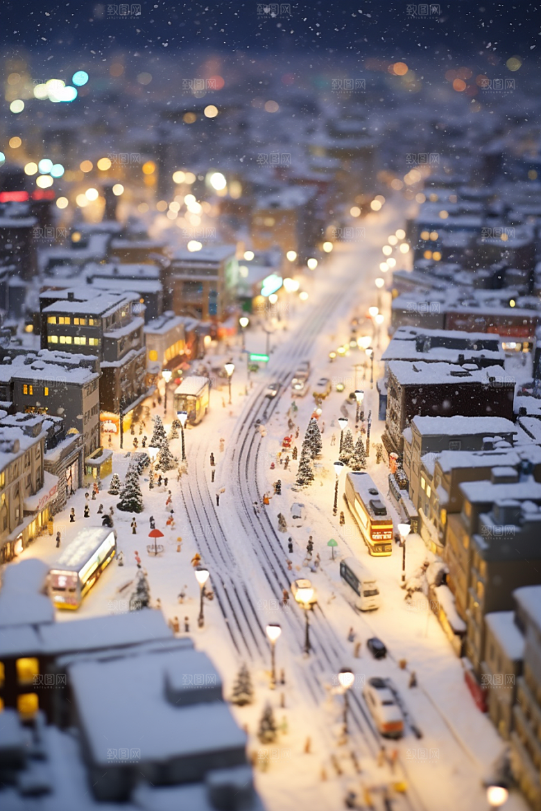 城市雪景安静下雪的都市原画