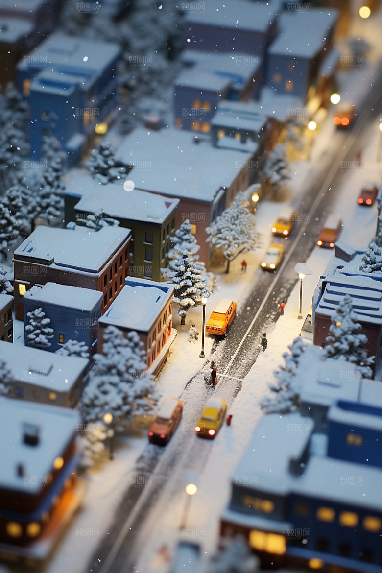 城市雪景建筑高清原画