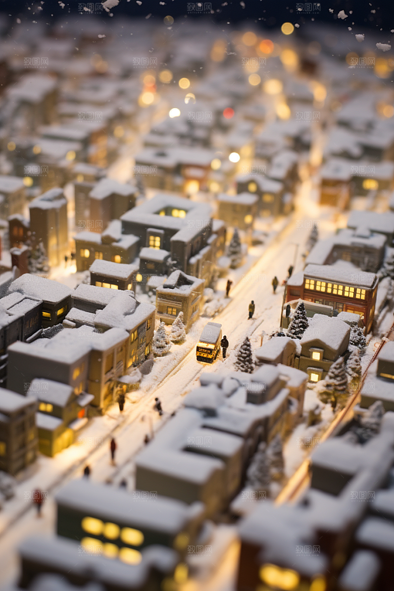 城市雪景安静下雪的都市原画