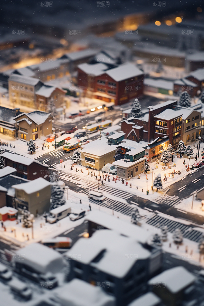 城市雪景静谧高清原画