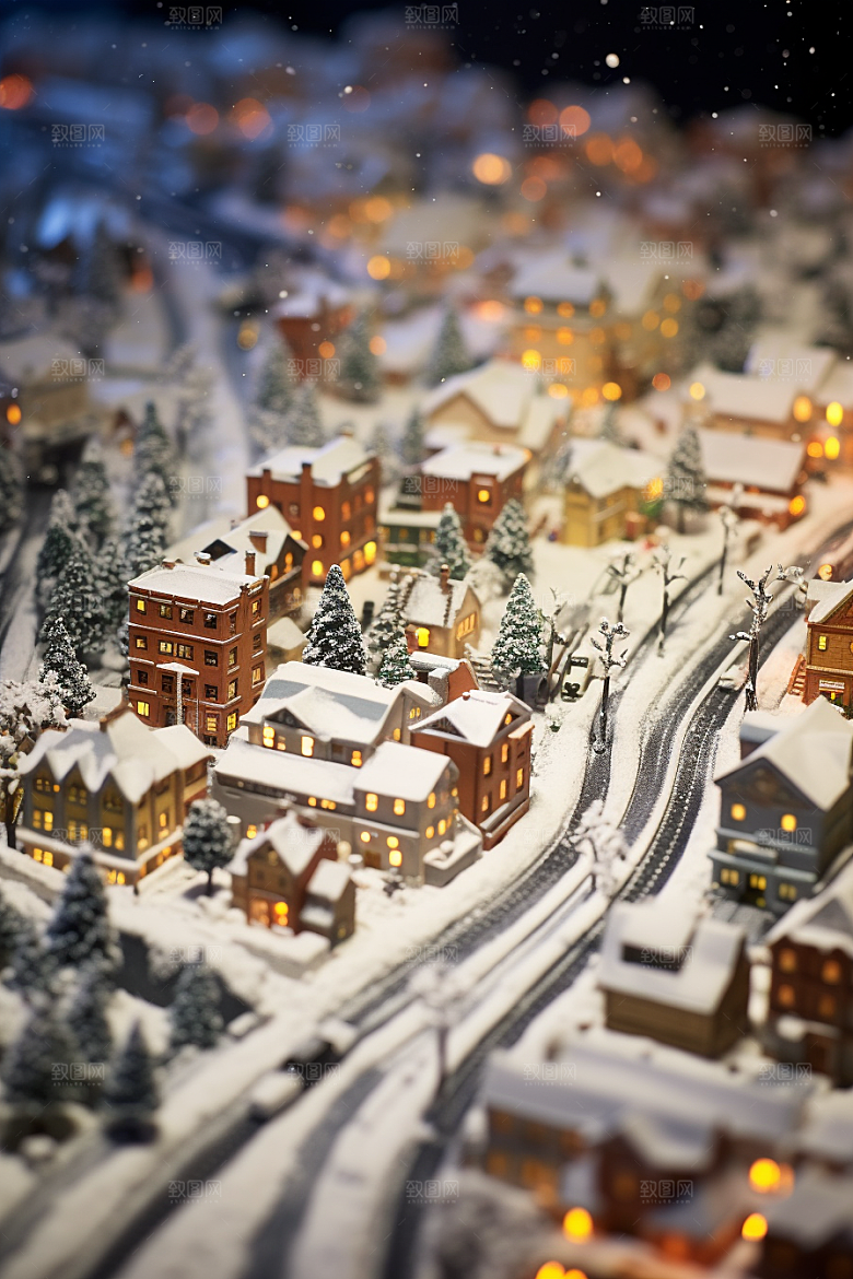 城市雪景安静城市街道原画