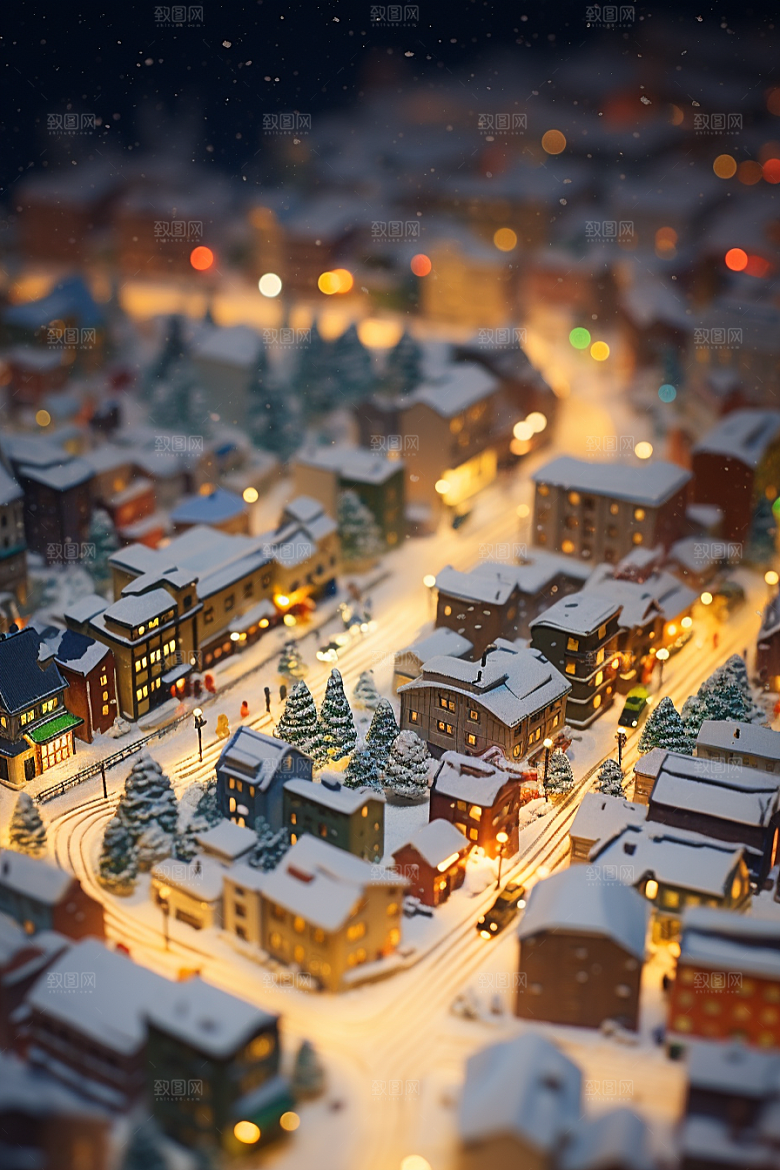 城市雪景安静下雪的都市原画