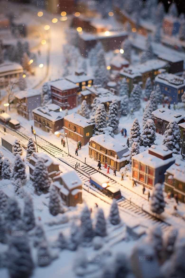 城市雪景下雪的都市雪夜原画