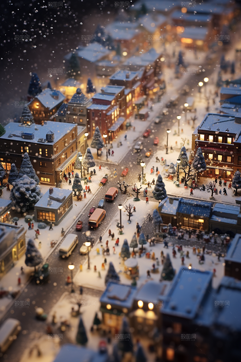 城市雪景安静建筑原画