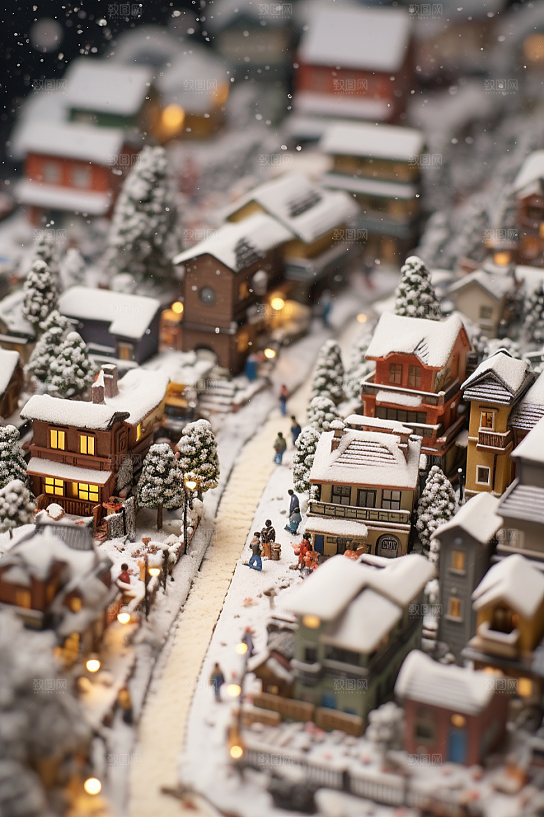 城市雪景建筑高清原画