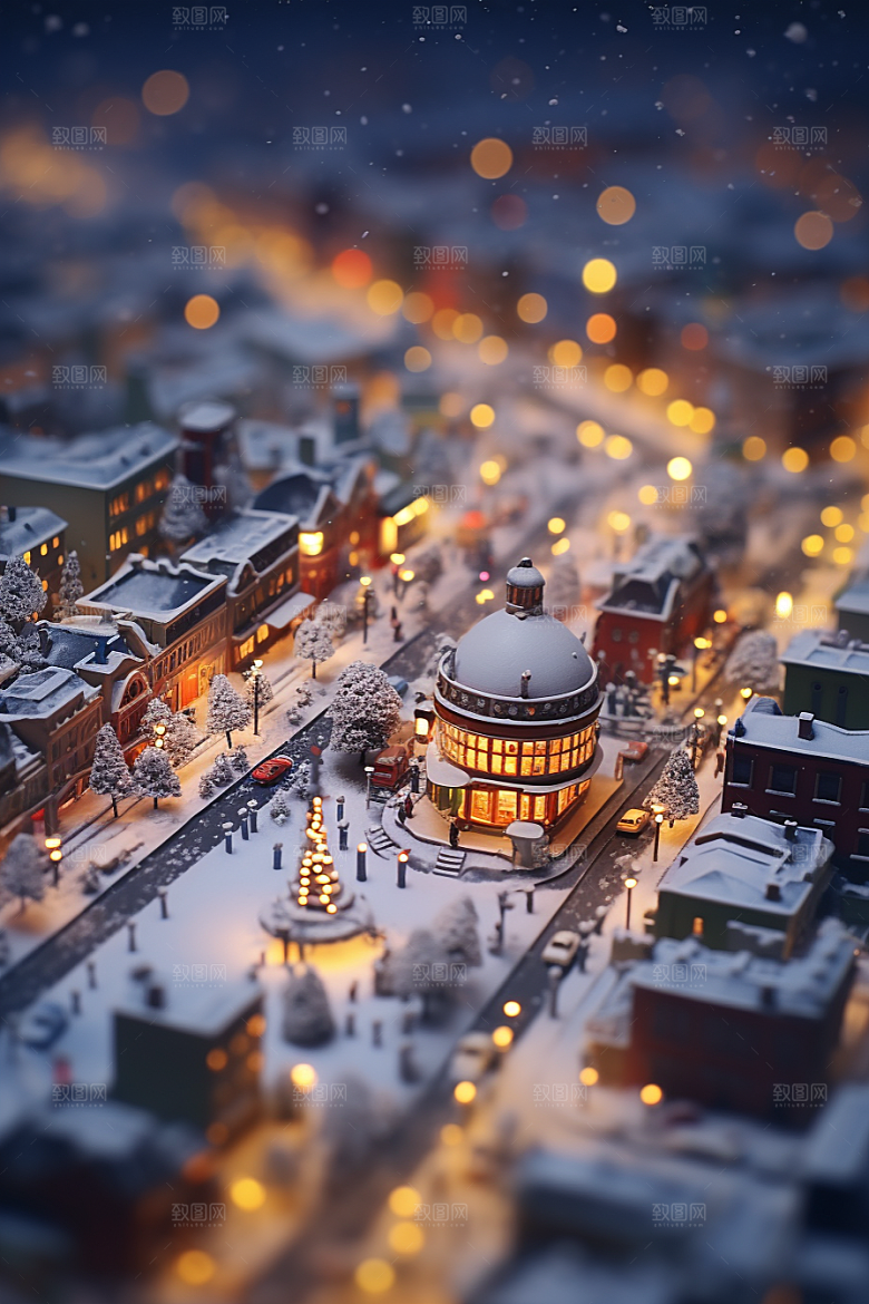 城市雪景建筑高清原画