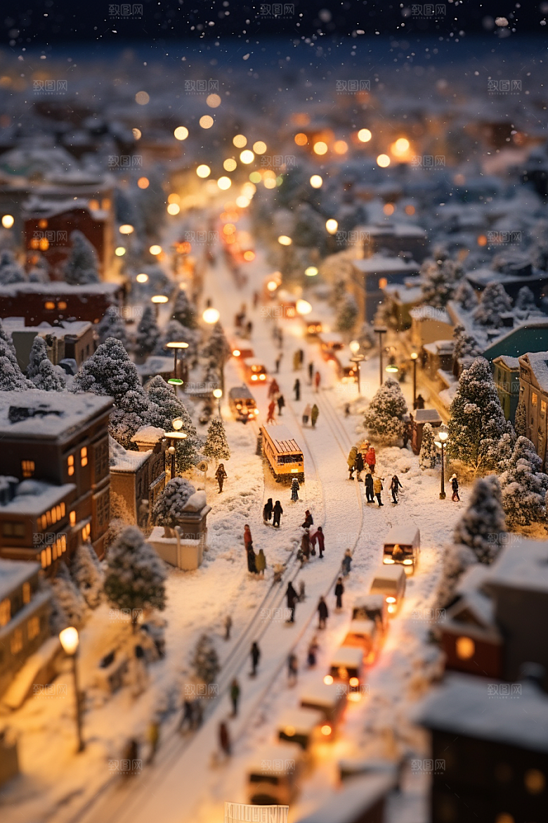 城市雪景建筑高清原画