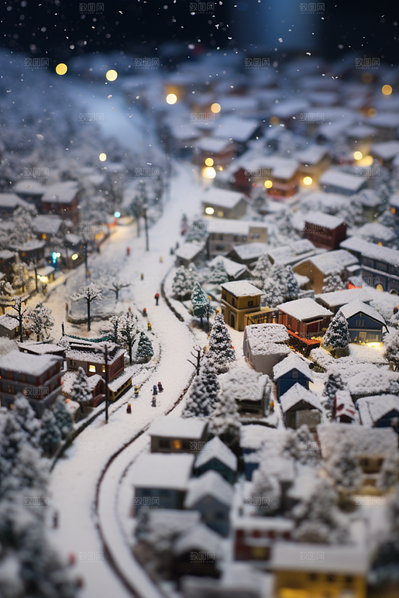 城市雪景安静建筑原画