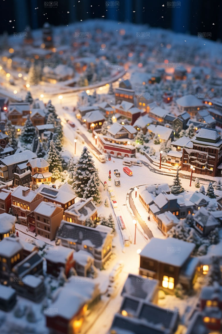 城市雪景安静城市街道原画
