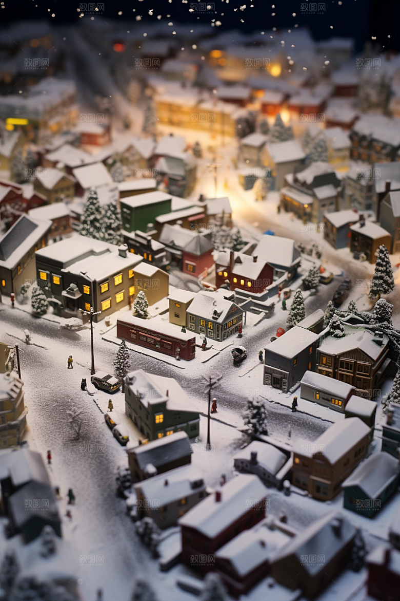 城市雪景城市街道高清原画
