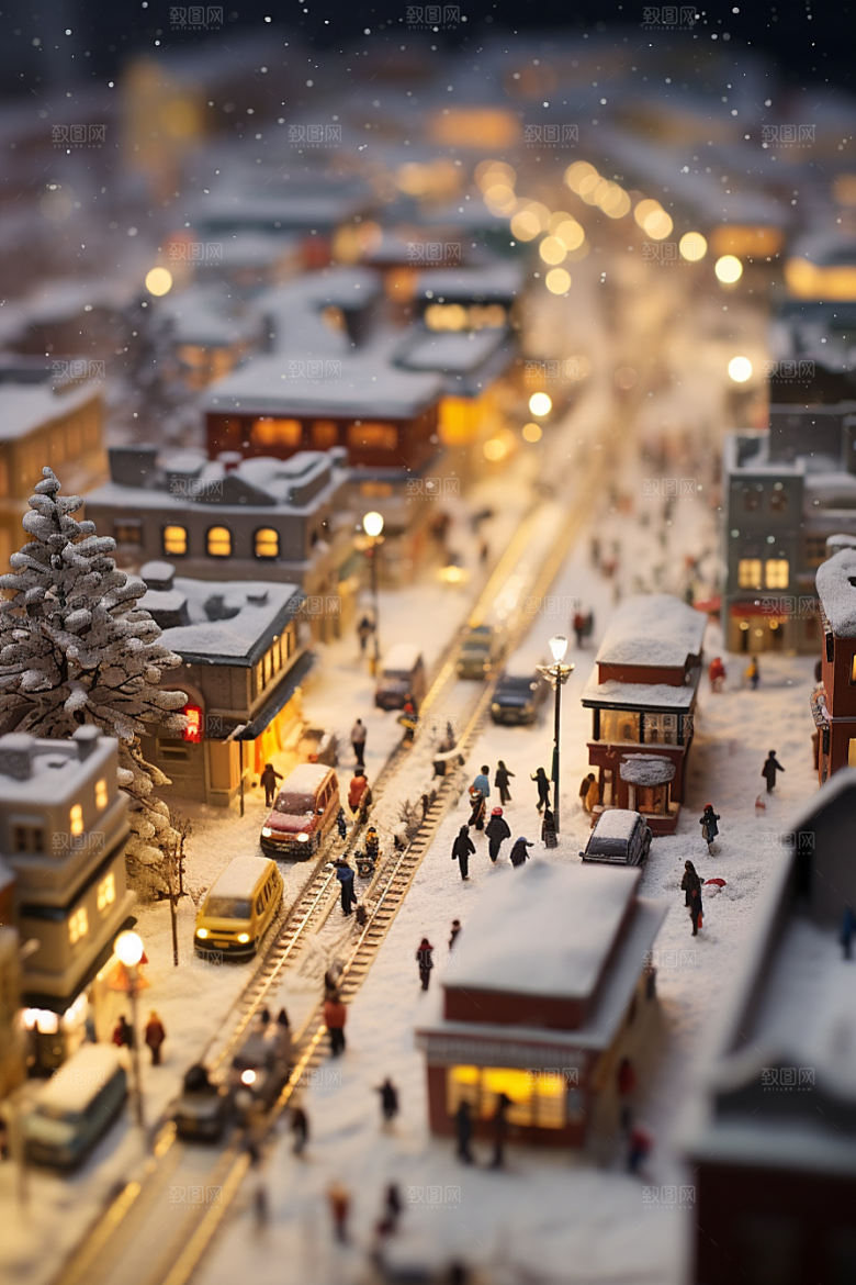 城市雪景安静静谧原画