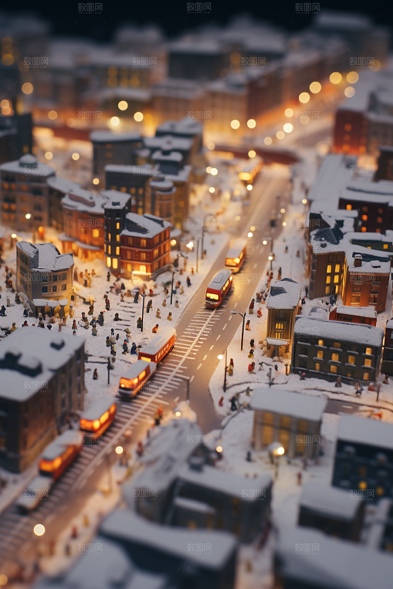 城市雪景高清下雪的都市原画