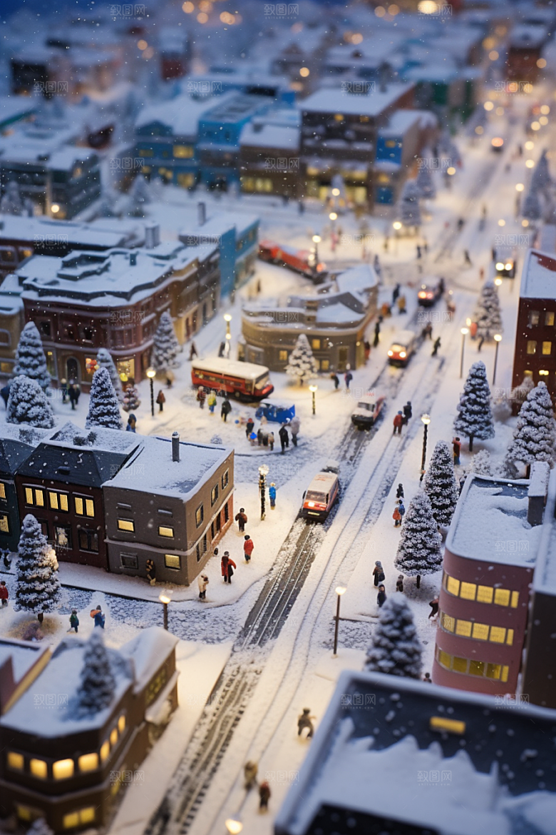 城市雪景安静下雪的都市原画