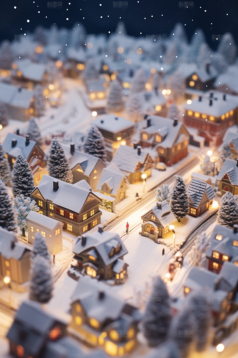 城市雪景雪夜安静原画