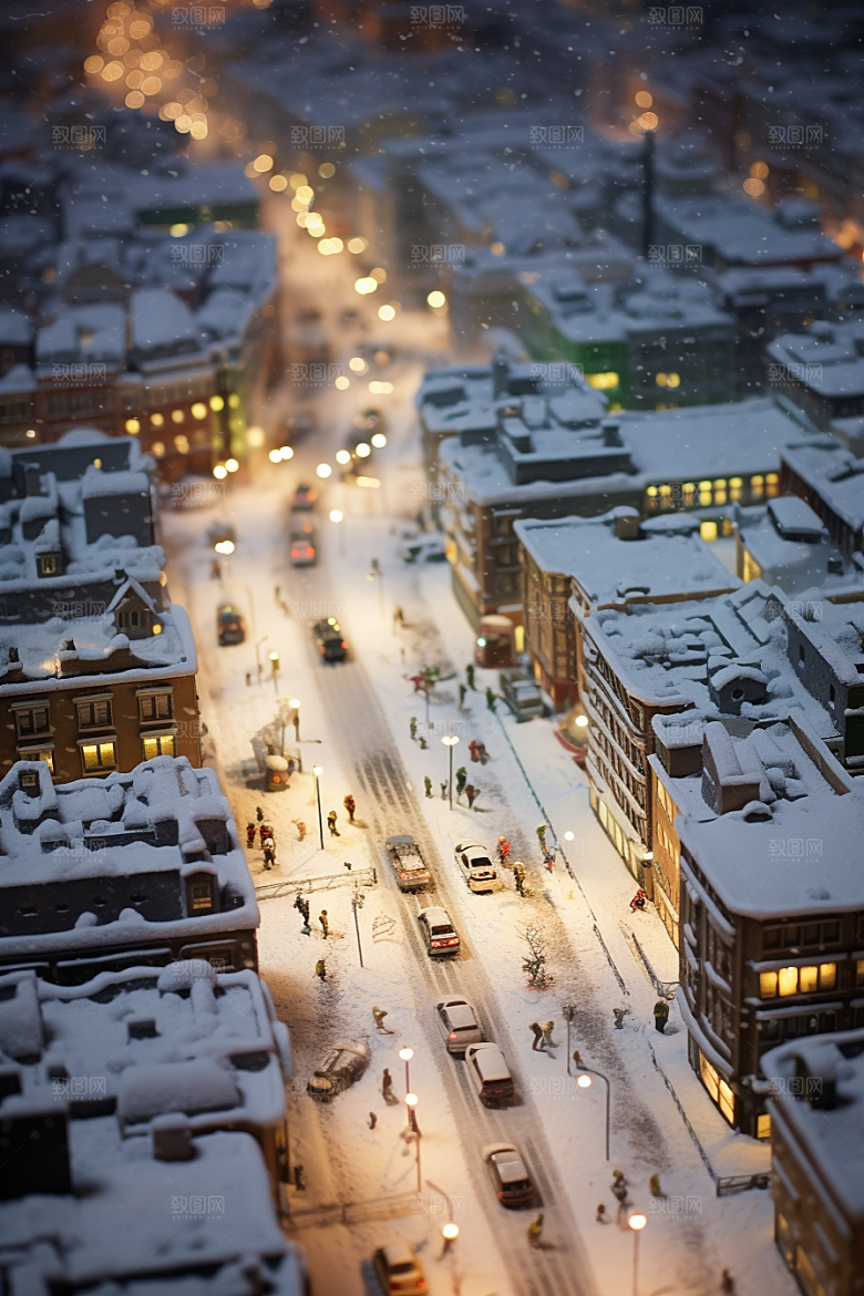 城市雪景雪夜安静原画