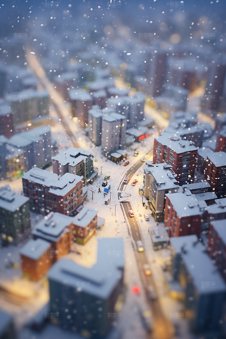 城市雪景静谧高清原画