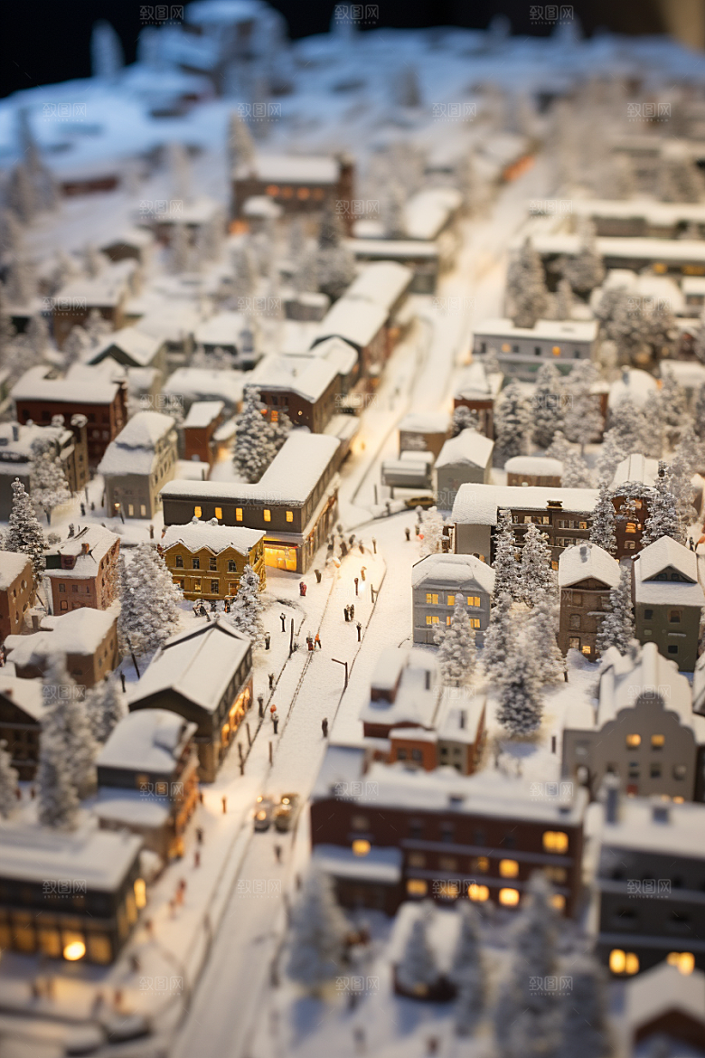 城市雪景雪夜高清原画