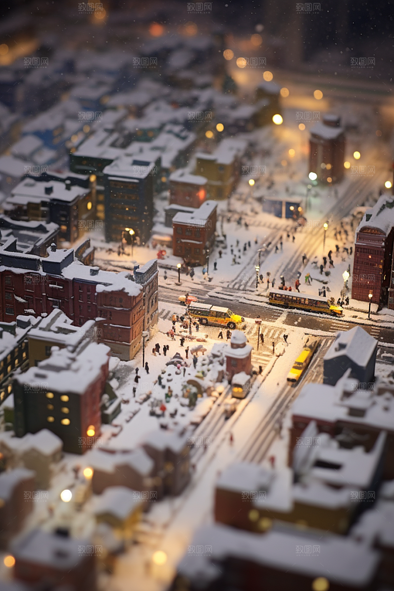 城市雪景雪夜建筑原画