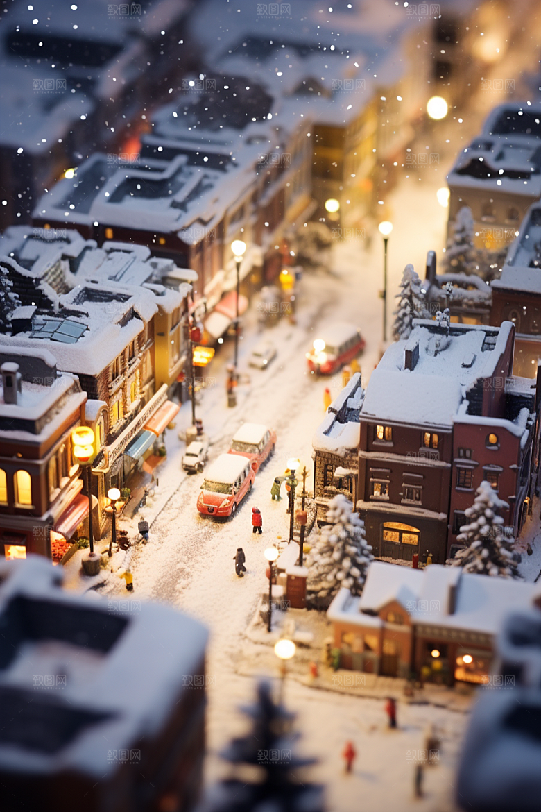 城市雪景安静静谧原画