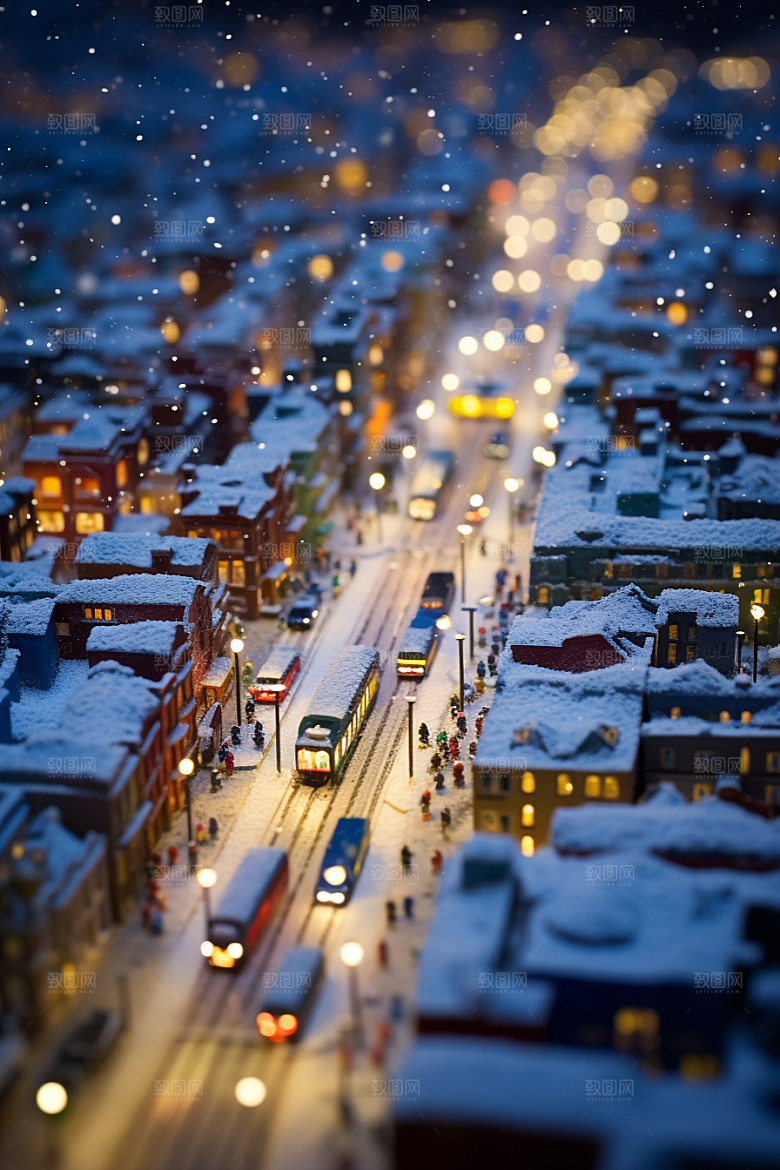 城市雪景安静雪夜原画