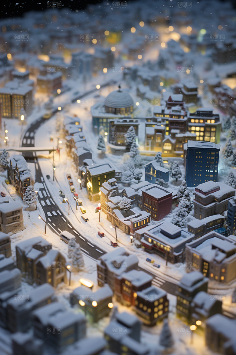 城市雪景安静下雪的都市原画