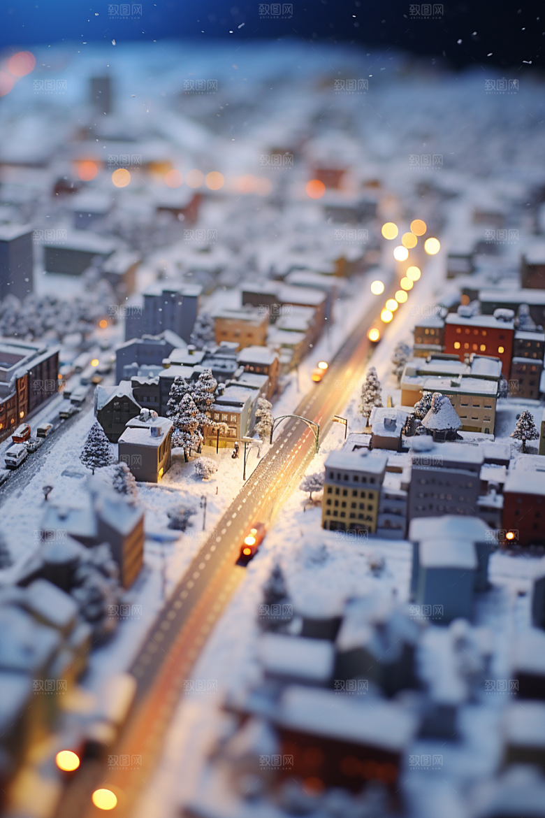 城市雪景高清静谧原画