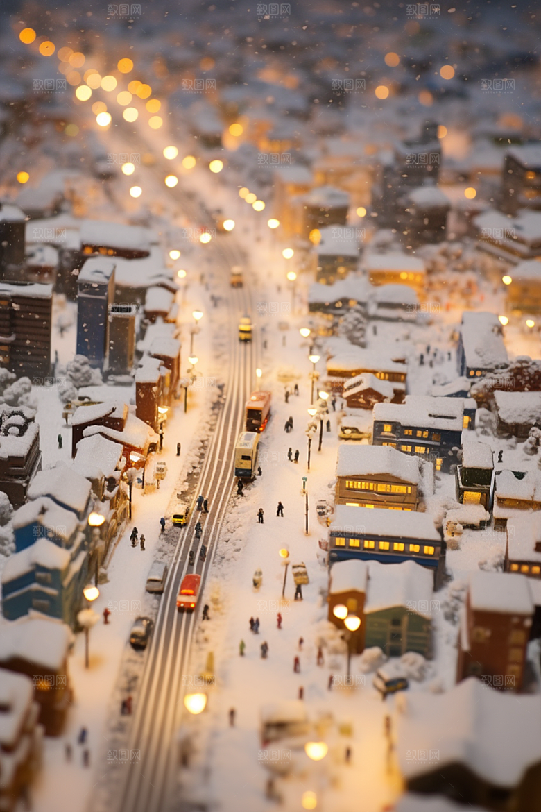 城市雪景建筑安静原画