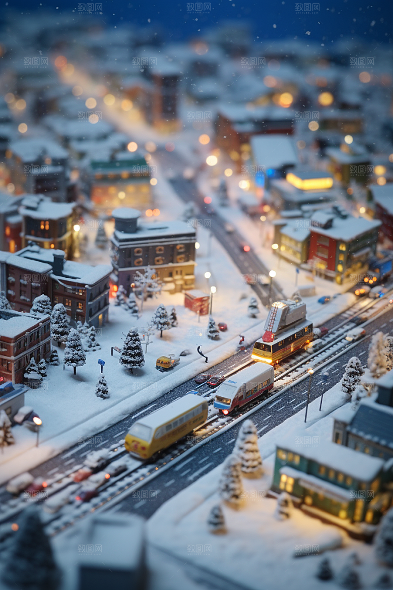 城市雪景静谧高清原画