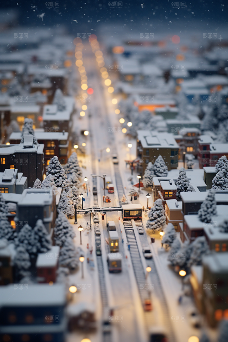 城市雪景雪夜高清原画