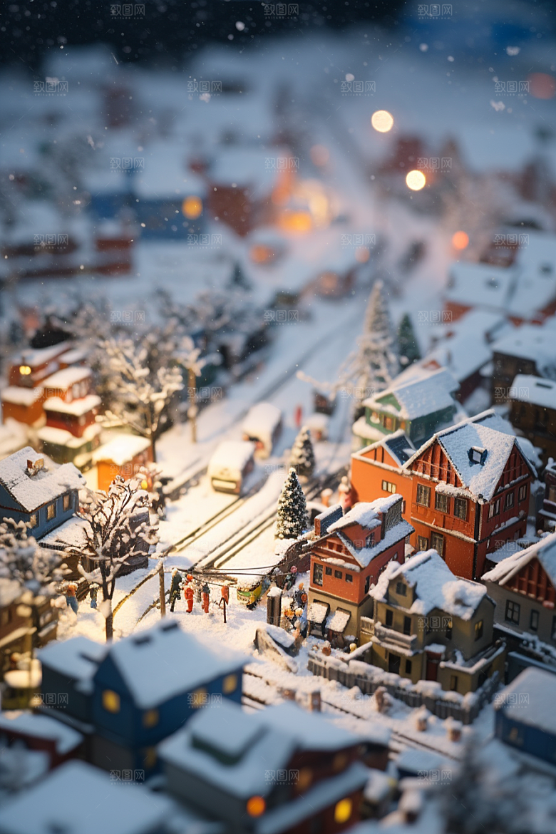 城市雪景城市街道静谧原画