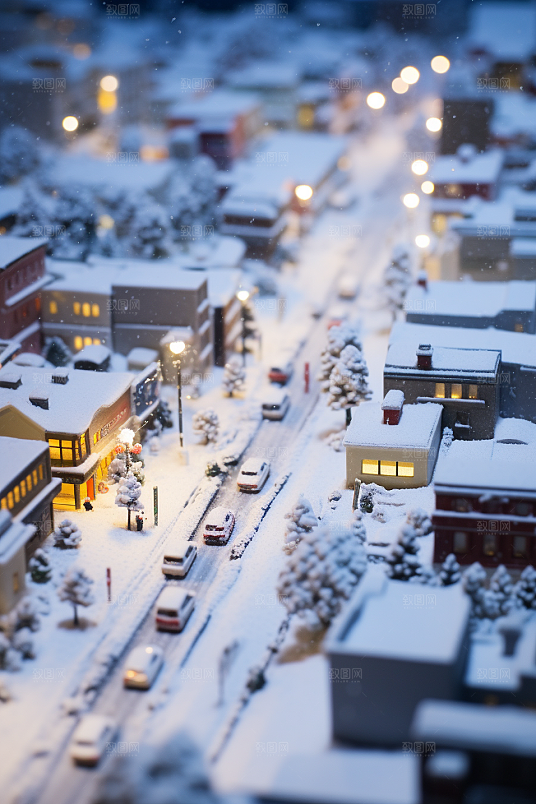 城市雪景下雪的都市静谧原画