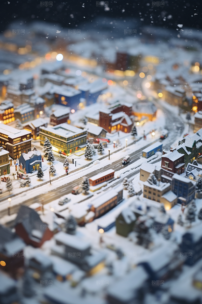 城市雪景静谧雪夜原画