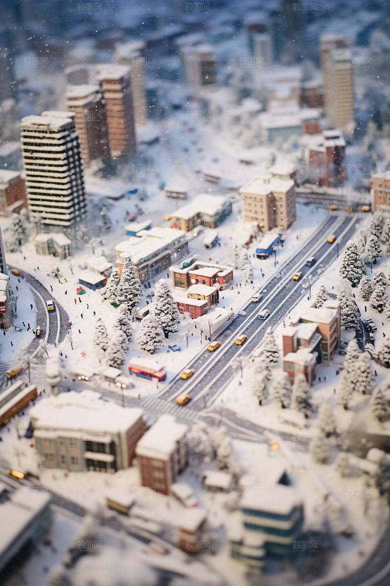 城市雪景安静静谧原画