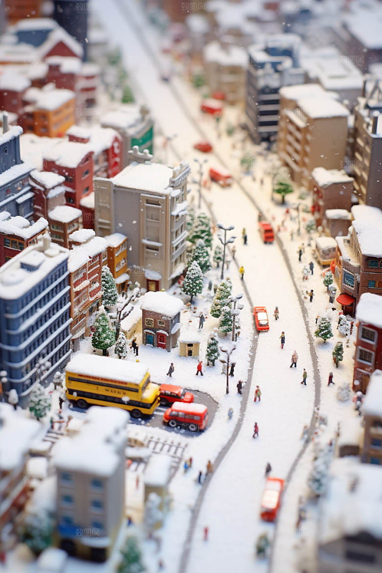 城市雪景雪夜静谧原画