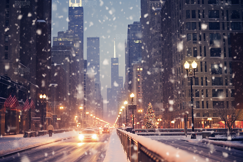 城市雪景高清雪夜原画