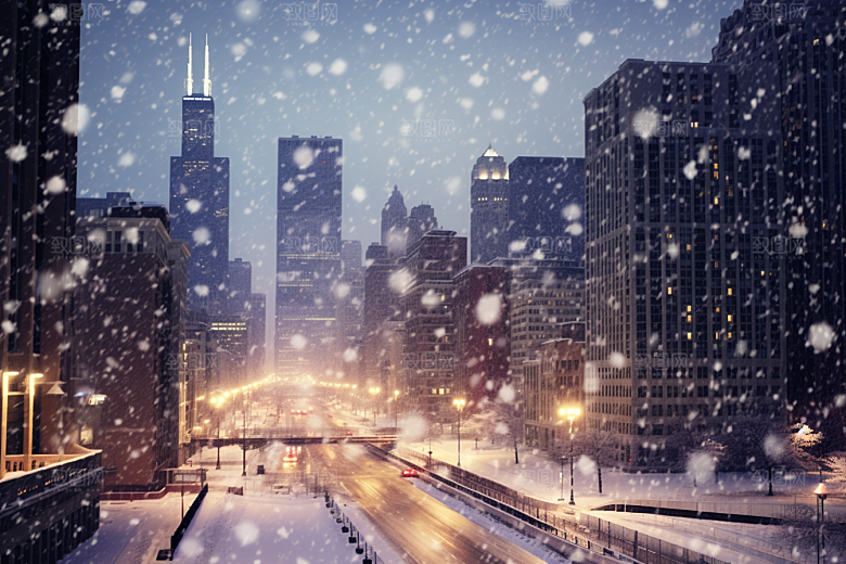 城市雪景高清安静原画