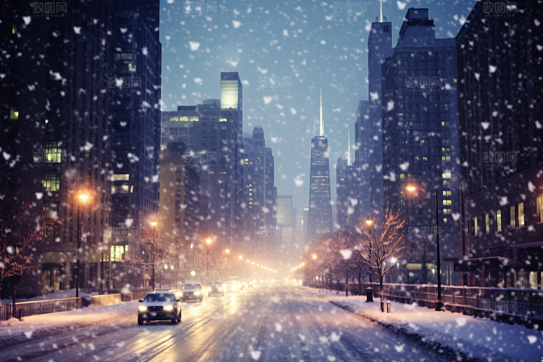 城市雪景高清雪夜原画